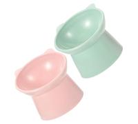 SUPVOX 2 pièces Bol pour Chat Surélevé Inclinée Renversement Protection du Cou pour Alimentation des Maison ou Animalerie Rose Vert