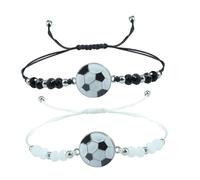 SUPVOX 2 pièces Bracelets de Football pour Garçons Bracelets Noir et Blanc Perles Accessoires Délicats et Confortables Danniversaire et Esprit Déquipe