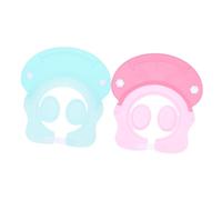 SUPVOX 2 Pièces Casquette de Bain Garçon Fille Silicone Chapeau de Ajustable pour Garçon Fille Protection Yeux et Oreilles Bonnet pour Shampooing et Coupe de Cheveux Bleu et Rose