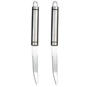 SUPVOX 2 Pièces Couteau à Pamplemousse Inoxydable Éplucheur Fruitier Incurvé Dentelé Manche Long Antidérapant Outil de Cuisine pour Agrumes Mangues et Citrons