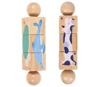 SUPVOX 2 Pièces De Motricité Fine Jouets pour Bébé en Bois Blocs De Torsion Rotatifs Puzzle Twist pour Tout-Petits Blocs D'association d'animaux Montessori