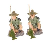 SUPVOX 2 Pièces Figurines Aquarium Pêcheur Miniatures Statue Vieux Pêcheur Réaliste pour Décoration Aquarium Ornement Bureau Polyvalent Style Asiatique Ancien