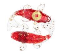 SUPVOX 2 pièces Figurines Poisson Cristal Chanceux Sculptées Main Décorations Miniatures Koi pour Bureau et Maison Lot de Ornements Cristal Naturel avec Éclats Rouges et Or