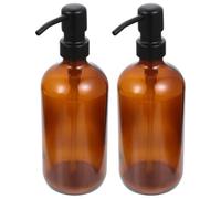 SUPVOX 2 Pièces Flacon Distributeur de Savonnette en Verre Marron 500ml