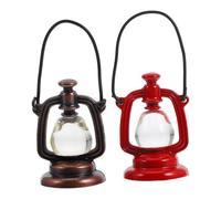 SUPVOX 2 Pièces Lampes Miniatures à Huile Vintage pour Maison de Poupées de Accessoires Décoratifs Rouge et Cuivre pour Éclairer et Décorer Votre de Jouets