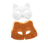 SUPVOX 2 Pièces Masques Renard et Chat Diy pour Garçon Fille Masques de Mascarade Papier Pelucheux Accessoires de Fête pour Carnaval Halloween Lot de Unpainted Confortables et Créatifs
