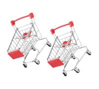 SUPVOX 2 pièces Mini Chariot de Courses Rouge Petit Format Lot pour Garçon Fille Rangement et Jeu Dimitation