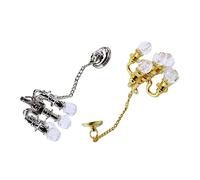 SUPVOX 2 Pièces Miniature Lustre Plafonnier Suspendu pour Maison Miniature Décoration et Facile à Installer Modèle de Lampe avec Chaîne Lot de Or et