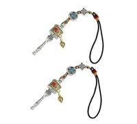 SUPVOX 2 pièces Pendentif Feng Shui Vajra Six Mots Om Padme Hum Porte-clés Bouddhiste Tibétain Protection Spirituelle Suspendu Voiture Maison