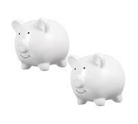 SUPVOX 2 pièces Tirelire Cochon Céramique Blanche Pot à Économies Décoratif pour Garçon Fille et Adultes Accessoire de Rangement Ludique et Artistique pour Bureau ou Entrée