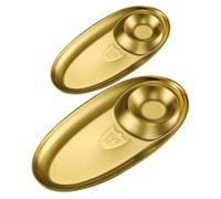 SUPVOX 2 Plateaux à Trempette en Acier Inoxydable 304, Assiettes Ovales pour Apéritifs Compartiment Sauce, Set Grand et Petit Cuisine et Réception, Plats de Service Réutilisable