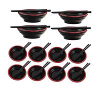 SUPVOX 20 Ensembles Doll House Bowls et Baguettes Baguette Chinoise Assiette Les Enfants Font Semblant de Jouer au Accessoires de Maison de poupée Black