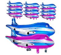 SUPVOX 20 pièces Ballons Avion Aluminium Bleu et Rose Décoration Anniversaire Garçon Fête Thème Aviation Photo Booth Facile à Gonfler Air ou