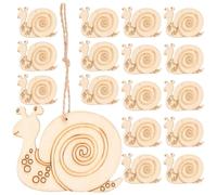 SUPVOX 20 Pièces de Découpes en Bois D'escargot à Peindre Soi-même avec Cordelette Suspendre, Tranches Bois DIY pour Loisirs Créatifs et Décoration Intérieure Artistique