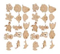 SUPVOX 200 Pièces Tranches de Bois Brut Animaux Marins, Ornement en Bois Naturel à Décorer pour Bricolage, Décoration Maison et Loisirs Créatifs, Surface Lisse Prête à Style Aléatoire