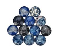 SUPVOX 20pcs Patch Verre Rond à Dos Plat Motif Tissu National Bleu pour Accessoires de Création de Bijoux DIY Décorations Vase et Cadres Facile à Coller Couleur Couleur Aléatoire