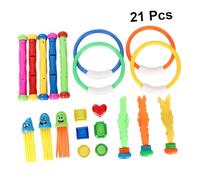 SUPVOX 21 pièces Jeu de Plongée pour Garçon Fille avec Bâtons Anneaux Algues et Gemmes Colorés Piscine Plastique pour Entraînement et Jeux Aquatiques Cadeau pour Couleur Aléatoire