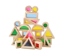 SUPVOX 24 pièces Blocs de Construction Bois Empilables Éducatif Garçon Fille Reconnaissance des Formes Couleurs et Sûr pour Garçon Fille Jeux Montessori