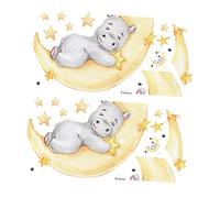 SUPVOX 2feuilles Autocollants Muraux Hippo Moon Star Décalcomanie Pour Chambre Garçon Fille Autocollant Pour Fenêtre Et Porte