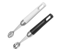 SUPVOX 2pcs Cuillères à Billes de Melon en Acier Inoxydable Manche en Bois, Faciles à Nettoyer et Résistantes la Rouille, pour Restaurants et Desserts