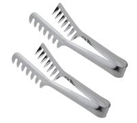 SUPVOX 2pcs Pince à Spaghetti en Acier Inoxydable Argenté Résistante la Chaleur et Antirouille pour Restaurant et Barbecue, Ustensile Cuisine Pratique