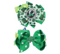 SUPVOX 2pcs Pinces à Cheveux Trèfle Vert pour Saint-patrick en Métal et Polyester, Accessoires pour Bébés et Filles, pour Parade et Fêtes