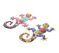 SUPVOX 2pièces Sculptures Forme De Gecko Fer Ornements Muraux Décoratifs Suspensions Murales Fer Pour Maison Et Extérieur