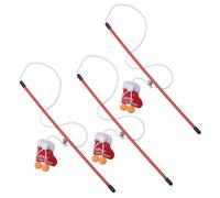 SUPVOX 3 Bâtonnets à Taquiner pour Chat Thème Noël Clochettes, Jouets Interactifs Amusants pour Entraînement et Jeu Intérieur des Chats