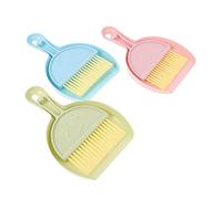SUPVOX 3 Ensembles Kit de Nettoyage pour Cage Animaux Mini Balai et Pelle à Poussière Brosses Confortables pour Hamster Lapin Cochon Nettoyage Facile du Nid Vert Rose Bleu
