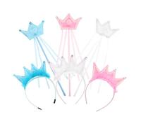 SUPVOX 3 Ensembles Princess Crown and Wand for Creative Role Play Tiara and Fairy Stick Birthday Halloween Christmas Dress Up Accessories