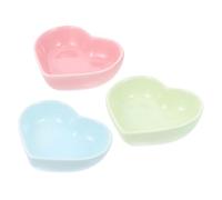 SUPVOX 3 pièces Céramique pour Hamsters Mangeoires Décoratives Forme de Cœur Résistantes et Faciles à Nettoyer Accessoires pour Alimentation Petits Animaux Assortiment Rose Vert Bleu