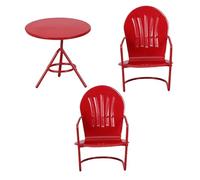 SUPVOX 3 Pièces Ensemble de Mobilier Léger et Flexible Miniature Table et Chaises en Fer Rouge pour Micro-paysages et Scènes Miniatures Décoratives