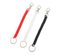 SUPVOX 3 pièces Lot de Porte Clés Ressort Spirale Extensible Porte Clés Retractable avec Corde Élastique Noir Transparent Rouge