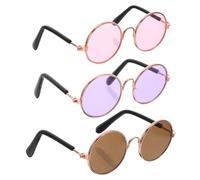 SUPVOX 3 Pièces Mini Lunettes de Poupée Métal et Plastique Accessoires Artisanaux Pliables pour Décoration de Maison de Poupée Lunettes Rondes Petite pour Projets DIY