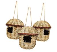 SUPVOX 3 pièces Nichoirs à Oiseaux Tissés Paille Résistants à Suspendre pour Extérieur et Intérieur Maison de Nidification pour Petits Oiseaux Pinsons et Perroquets Lot