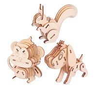 SUPVOX 3 Pièces Puzzle Bois Animaux Bois Squirrel Dog Monkey Éducatif DIY pour Décoration Multifonctionnelle