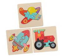 SUPVOX 3 Pièces Puzzle Bois Éducatif pour Formes Cartoons Train Cognitif Bois pour Développement de Imagination Créativité