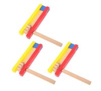 SUPVOX 3 pièces Wooden Castanet With Long Handle For Children Handheld Percussion Instrument Safe And Easy To Play Music Toy For And Kindergarten