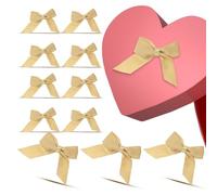 SUPVOX 30 Nœuds en Ruban Satiné Doré Auto-adhésifs, Petits Nœuds Pré-noués Ruban Adhésif Double Face pour Emballage Présent, Décoration Fête et Loisirs Créatifs