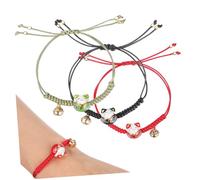 SUPVOX 3pièces Bracelet à Breloque Chat Maneki Neko Avec Clochette Et Cordon Ciré Pour Femmes Et Hommes