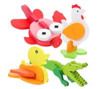 SUPVOX 4 Ensembles Puzzle Bois Animaux pour Garçon Fille Éducatives Bois Naturel Jeu de Cognition Précoce pour Garçons et Filles Éveil Sensoriel et Développement Moteur Fin