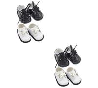 SUPVOX 4 Paires Chaussures Miniatures Cuir pour Poupée Chaussures de Sport Peluche Noires et Blanches Accessoires Décoratifs pour Costume de Poupée pour Décoration Maison