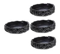 SUPVOX 4 Pièces Abreuvoir Tortue Mangeoire à Serpent Bols d'eau Délicats pour Reptiles Accessoires De Tortue Plat De Reptile Décoratif Bol d'eau Multifonction Bol De Reptiles Résine Black