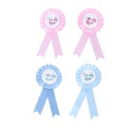 SUPVOX 4 pièces Badges de Fête pour Épingles Mommy Daddy To Be Bleu et Rose Accessoires Décoratifs pour Anniversaire et Fête Prénatale