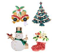 SUPVOX 4 PièCes Broches De NoëL En Strass Sapin ÉToile Bonhomme De Neige Bottes Accessoires Cadeau Femme Fille Pour FêTes NoëL Anniversaire