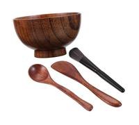 SUPVOX 4 pièces Kit Bol Masque Bois Écologique Outils DIY pour Masque Visage Résistant Aux Chocs Facile à Nettoyer Voyage et Soins Beauté