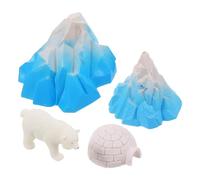 SUPVOX 4 pièces Miniature Igloo Model with Polar Animal Figures Realistic Arctic House Decoration Set with Bear Detailed Craftsmanship for Cake Toppers and Micro Landscape
