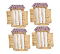 SUPVOX 4 pièces Miniature Résine Fenêtre Carré Ornements pour Jardin Petites Figurines Fées Maison Poupée