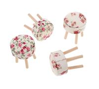 SUPVOX 4 Pièces Scale Soft Fabric Round Mini Stools for Kitchen Living Model Furniture Compact Portable