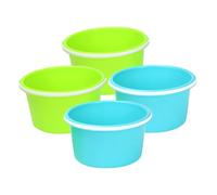 SUPVOX 4 pièces Set de Seaux de Plage Plastique avec Poignées Ergonomiques Bacs à Sable Robustesse PE pour Jeux Extérieurs Construction et Stockage Jouets